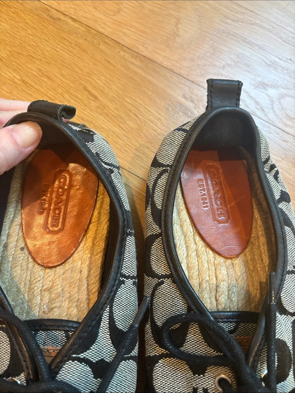 Coach Espadrille Flats Signature Print Black Size 9